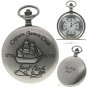 Captain James Cook Memorial Silver Color Pocket Watch Men Gift Set on Fob Chain