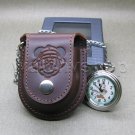 Antique Mickey Mouse Animal Kingdom Pocket Watch Gift Set Leather Pouch + Chain