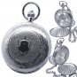 Silver Mechanical Double Hunter Pocket Watch for Men Big 50 mm with Chain C24