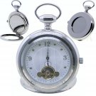 Mechanical Pocket Watch Silver Color Tourbillon Design Small Second Fob Chain Mechanical Pocket Watch Silver Color Tourbillon Design Small Second Fob Chain