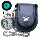 Vintage Mickey Mouse Pocket Watch with Luminous Dial Chain Black Color Pouch 60 Vintage Mickey Mouse Pocket Watch with Luminous Dial Chain Black Color Pouch 60