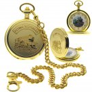 FLYING SCOTSMAN Locomotive Memorial Gold Pocket Watch 53 MM Men Gift Set with Fob Chain C66
