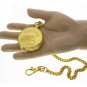 FLYING SCOTSMAN Locomotive Memorial Gold Pocket Watch 53 MM Men Gift Set with Fob Chain C66