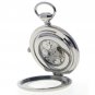 Pocket Watch Mechanical Tourbillon Design Moon Phase Silver Small Second 46 MM P110