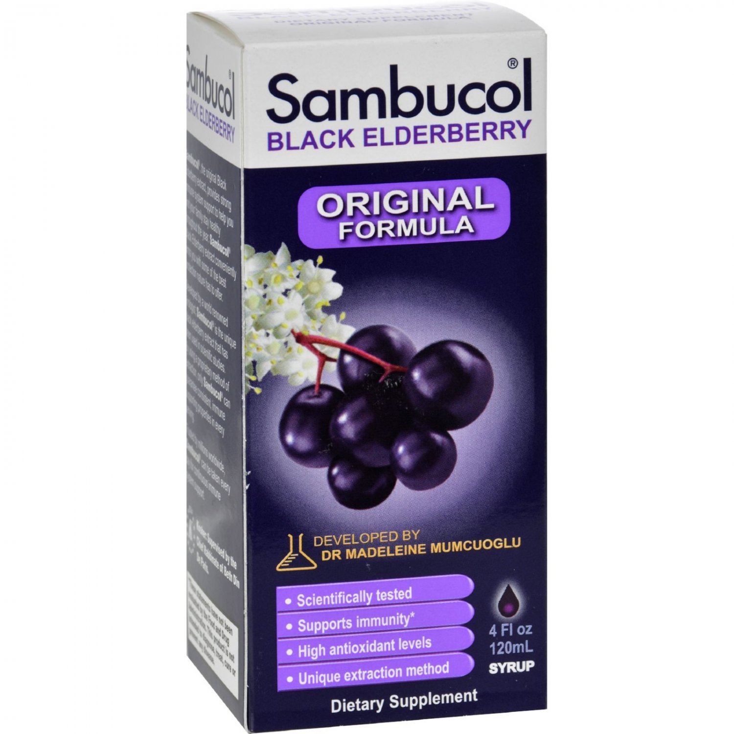 Sambucol Black Elderberry Syrup Cold and Flu Relief Original 4 fl oz