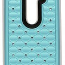 Dual Layer Bling case for LG Tribute 2 mobile phone (2015) Mint/Black