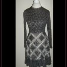 Groovy Vintage Black And White Patterned Short Dress From JC Penney Size Small
