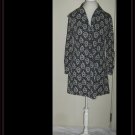 Vintage Black & White Paisley Retro Print Mini Shirt Long Sleeve Short Dress