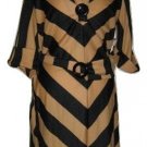Vintage 1970's Polyester Double Knit Dress Tan & Black New Old Stock With Tags