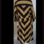 Vintage 1970's Polyester Double Knit Dress Tan & Black New Old Stock With Tags