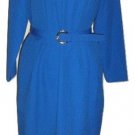 Ladies ❁ Vintage Beautiful Vibrant Blue Dress Belted SZ 14 Petite❁VGC