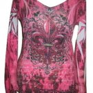 Ladies ❁ Long Sleeve ❁ OTOMIX Active Wear❁ Pink❁Print❁SZ L ❁ VGC