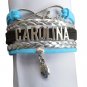 GYMNASTICS LEATHER CHARM BRACELET SILVER-SPORTS-ADJUSTABLE-PINK-BLACK-SILVER