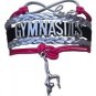GYMNASTICS LEATHER CHARM BRACELET SILVER-SPORTS-ADJUSTABLE-PINK-BLACK-SILVER