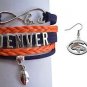 Denver Broncos Charm Bracelet & Broncos Earring - Broncos Jewelry, Broncos Gift