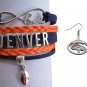 Denver Broncos Charm Bracelet & Broncos Earring - Broncos Jewelry, Broncos Gift