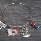 NFL Football New England Patriots Fancy Silver Charm Bracelet