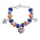 Denver Broncos Charm Bracelet, Broncos Jewelry, Broncos Gift, Football Bracelet