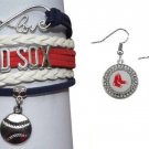 Red Sox Bracelet Jewelry Set, Boston Red Sox Bracelet & Red Sox Earrings