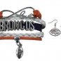 Denver Broncos Jewelry Set - Broncos Charm Bracelet & Earrings -Perfect For the