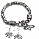 Denver Broncos Bracelet & Broncos Earrings Set, Broncos Jewelry, Broncos Gift