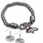 Denver Broncos Bracelet & Broncos Earrings Set, Broncos Jewelry, Broncos Gift