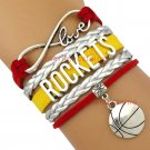Houston Rockets Bracelet, Houston Rockets Jewelry, Basketball Bracelet, NBA Brac