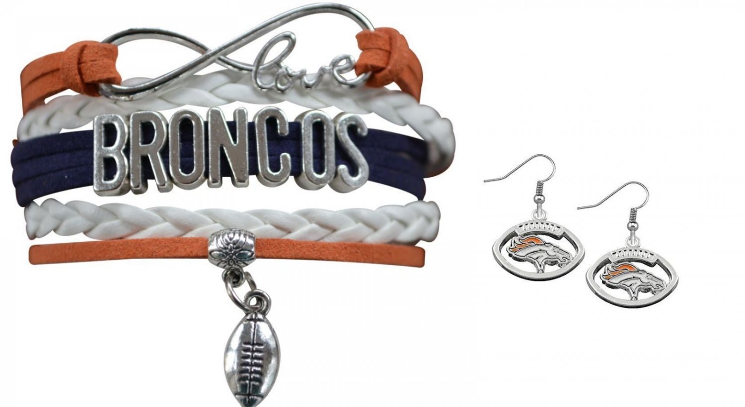 Denver Broncos Jewelry Set, Broncos Jewelry, Broncos Gift, Football Jewelry Set