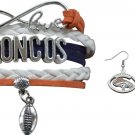 Denver Broncos Jewelry Set, Broncos Jewelry, Broncos Gift, Football Jewelry Set