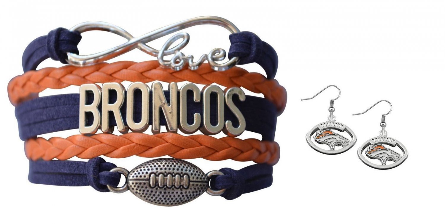 Denver Broncos Jewelry Set, Broncos Jewelry, Broncos Gift, Broncos Bracelet