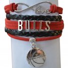 Chicago Bulls Bracelet, Chicago Bulls Jewelry, Basketball Bracelet, NBA Bracelet