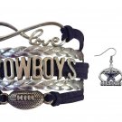 Dallas Cowboys Jewelry Set, Cowboys Jewelry, Cowboys Gift, Cowboys Bracelet, Ear