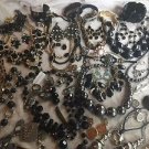 Huge Vintage to Now Jewelry Lot Dramatic Blacks Runway Rhinestones ++