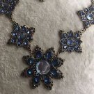 Gorgeous Vintage Inspired High Quality Flower Blue Stones Necklace