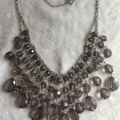 Beautiful Smoky Gray Beads Cascading Bib Necklace
