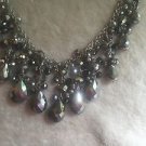 Dazzling Bib Necklace with Silver Crystal Beads