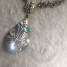 Fabulous Vintage Ann Taylor Enameled Teardrop Pendant Necklace with Rhinestones