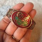 Gorgeous Vintage Red Floral Cloisonne Clamper Bracelet