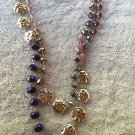 Stunning Long Vintage Retro Necklace with Purple Crystals