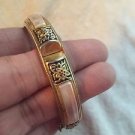Old Vintage Damascene and Mother of Pearl Bracelet with Safety Chain