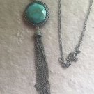 Gorgeous Vintage Reversible Pendant Necklace with Tassels