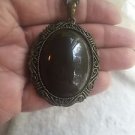 Gorgeous Vintage Ornate Framed Cabochon Stone Pendant Necklace