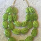 Gorgeous Vintage Retro Layered Green Acrylic Faceted Beads Necklace