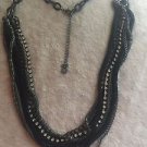 Designer Multi Strands of Black Chain and Rhinestones Necklace Gothic