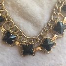 Fabulous Goldtone Necklace with Faceted Black Stones