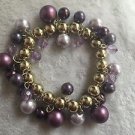 Pretty and Fun Vintage Retro Stretch Purple Faux Pearls Bead Bracelet
