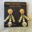 Stunning Vintage Two Sisters Handcrafted Dangle earrings with Crystals