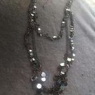 Fabulous Silvertone Dangling Disks Layered Necklace