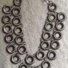 Fabulous Statement "O" Ring Matte Silvertone Necklace