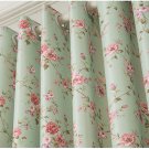 GREEN- FLORAL BLACKOUT WINDOW/DOOR LINED CURTAIN,2 PANEL 39''W X 98"H